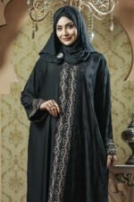 Black Color Borka Design with Embroidery & Stone Work